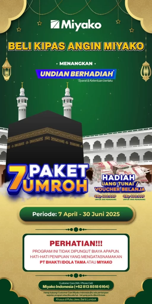 Miyako apresiasi pelanggan setia lewat undian 7 paket umroh gratis, plus hadiah uang tunai & voucher belanja total ratusan juta!
