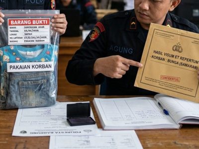 Barang bukti hasil visum dan pakaian korban