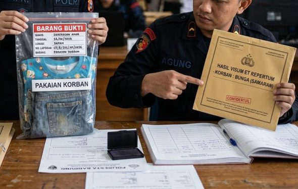 Barang bukti hasil visum dan pakaian korban